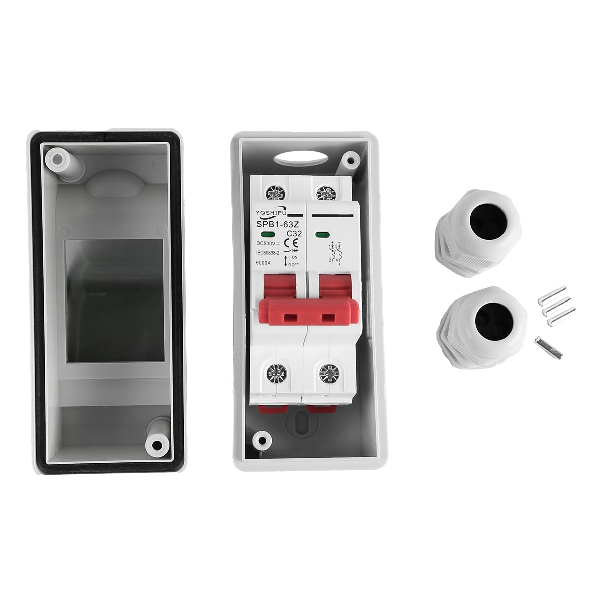 NUZAMAS 16A Solar Panel Disconnect Switch IP65 Waterproof Solar Disconnect Switch DC500 RV Transparent Cover Miniature Circuit Breaker for Rvs and Solar Systems