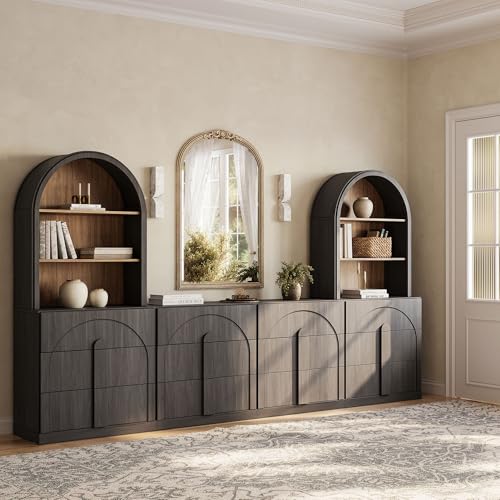 Image of BELLEZE Bijou 126 inch Wall Unit 6-Piece Modular TV Stand - Ebony