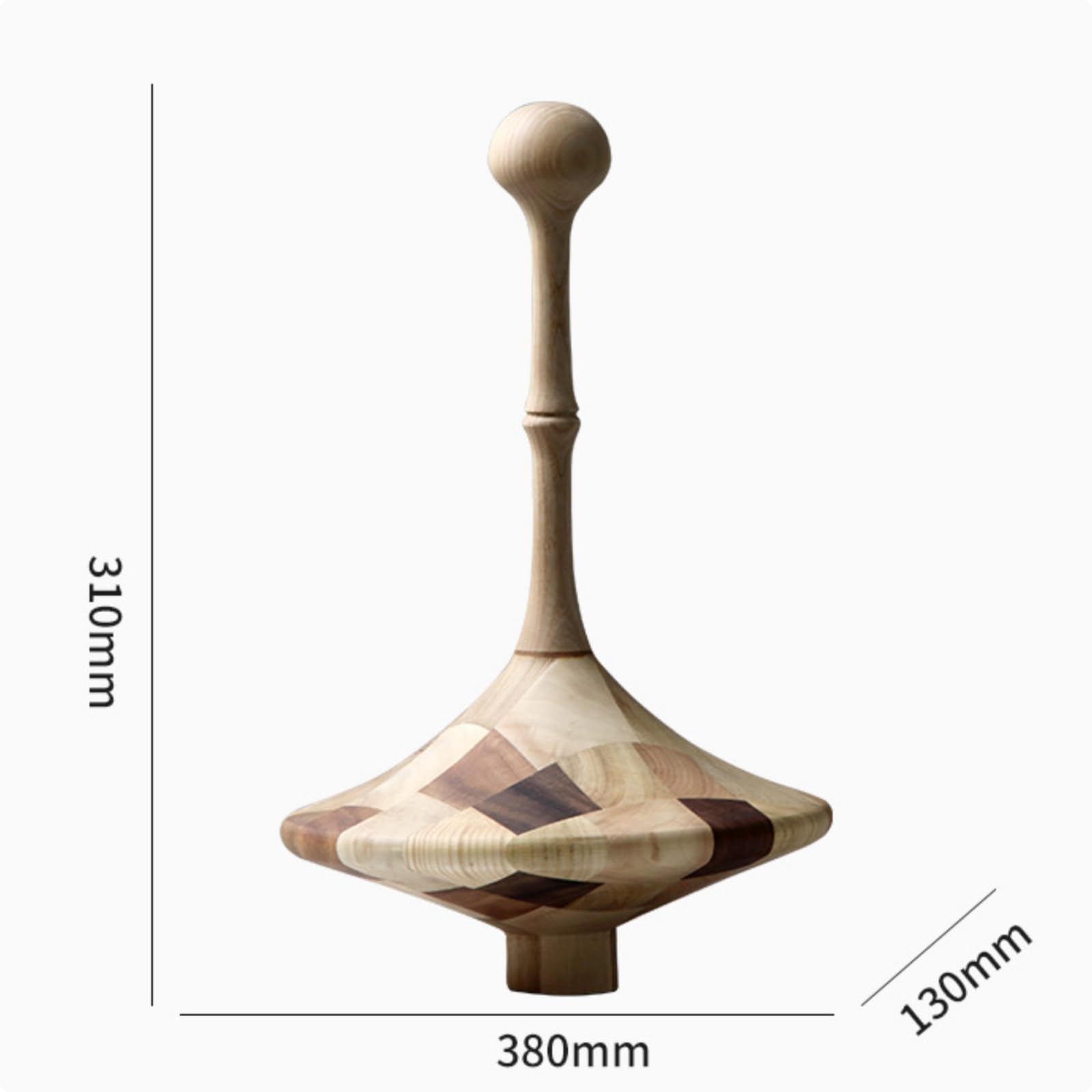 MagiDeal Trompo Decorativo de Madera Escultura Adorno Figura en con Visibles y Cuerpo Geométrico Pieza de Mesa con Base Corta Adecuado para Estantería Sala de Estar