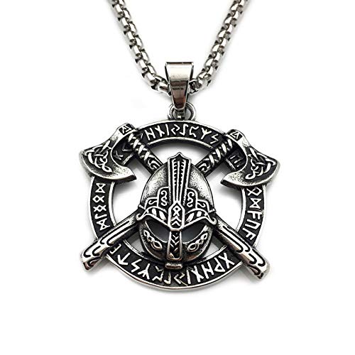 meilian Rétro Double Hache Superman Masque crâne Mode Sauvage Hommes titane Collier pendentif en Acier Avec Accessoires
