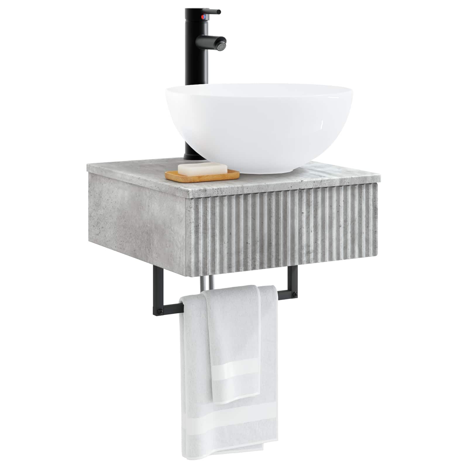 Genérico Lavabo de Lavado Montado en la Pared Gris Hormigón,Mobiliario,Armarios y Almacenamiento,Tocadores de baño,40 x 41 x 40.5 cm-890181