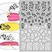 KHRGOLRT Pegatinas De Uñas 1 Pieza De Pegatinas Florales Blancas Y Negras para Decoración De Uñas, Flor, Mandala, Hoja, Calcomanía 3D para Uñas, Diseños De Decoración De Tatuajes Adhesivos