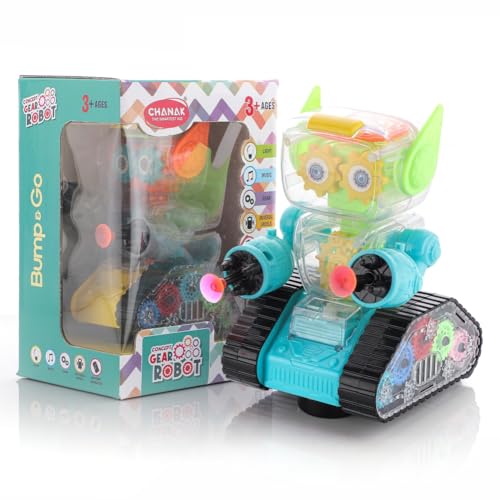 Image of ADITI TOYS Gear Robot Car for Kids, Transparent Electric Robot with Realistic Sound and Light, Bump & Go Gear Robot, Non-Toxic, BIS Approved (Blue)