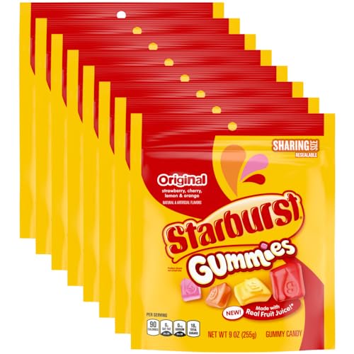 STARBURST Gummies Original Gummy Chewy Fruit Candy, Sharing Size, 9 oz Bag (Pack of 8)