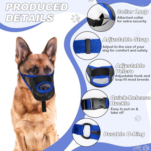 Image of Dog Muzzle, Soft Air Mesh Muzzles for Medium Sized Dogs, Breathable Dog Mussels for Scavenging Biting Licking & Barking, Adjustable Mouth Guard with Front Opening, Allows Panting and Drinking(Blue,M)