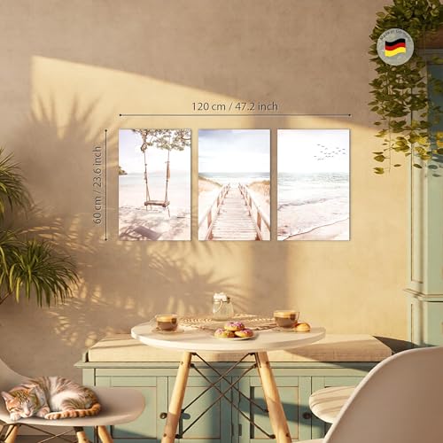 Tableaux plage mer boho beige pour habiller un grand mur vide sans cadre requis