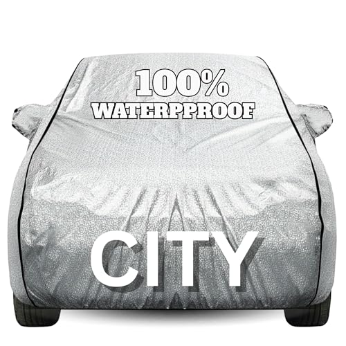 Image of Waterproof Car Body Cover - 100% Water Proof Custom Fit New Car Covers, Outdoor Full Protecting for Hondo-City (All Models) with Free Storage Bag - UV, Rain & Dust, All Weather Protection