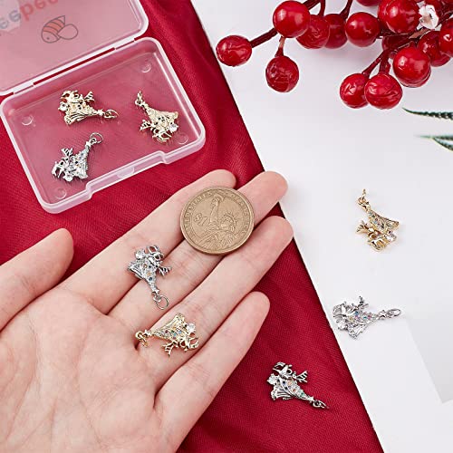 Beebeecraft 8Pcs 2 Colors Christmas Tree Charms Christmas Reindeer Cubic Zirconia Charm Pendants for DIY Necklace Earrings Jewellery Making - Image 3