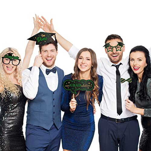 Graduation Photo Booth Props-Class Of 2023 Graduation Party Decoration,Congrats Grad Booth Frame And Green Grad Photo Props With Sticks For Boys Girls Graduation Party Favors Supplies Decoration #TOP1