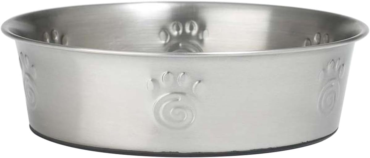 60050 Cayman Classic Non-Skid Stainless Steel Dishwasher-Safe Bowl 12-Cup Capacity 9.5-Inch Diameter 3-Inch Tall for Large and X-Large Dogs and Cats of Any Size, Metallic