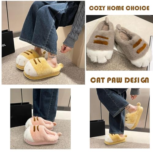 Cat Paw Slippers,3D Cute Cat Paw Cartoon Slipper for Women, Warm Fluffy Furry Winter House Cat Paw Slides for Indoor4