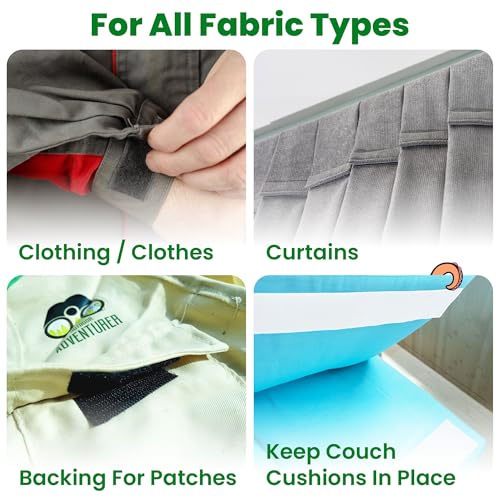 Image of ECOHomes (3 Inch Dots, 16 Sets) Strips with Adhesive for Fabric, White | No Sew, Stick On for Fabric, Sticky Back for Clothes, Curtains, Heavy Duty, Double Sided Hook and Loop Hem Tape Fasteners