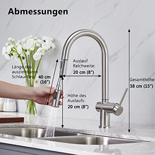 Niederdruck Armatur YardMonet für die Küche mit ausziehbarem Schlauch