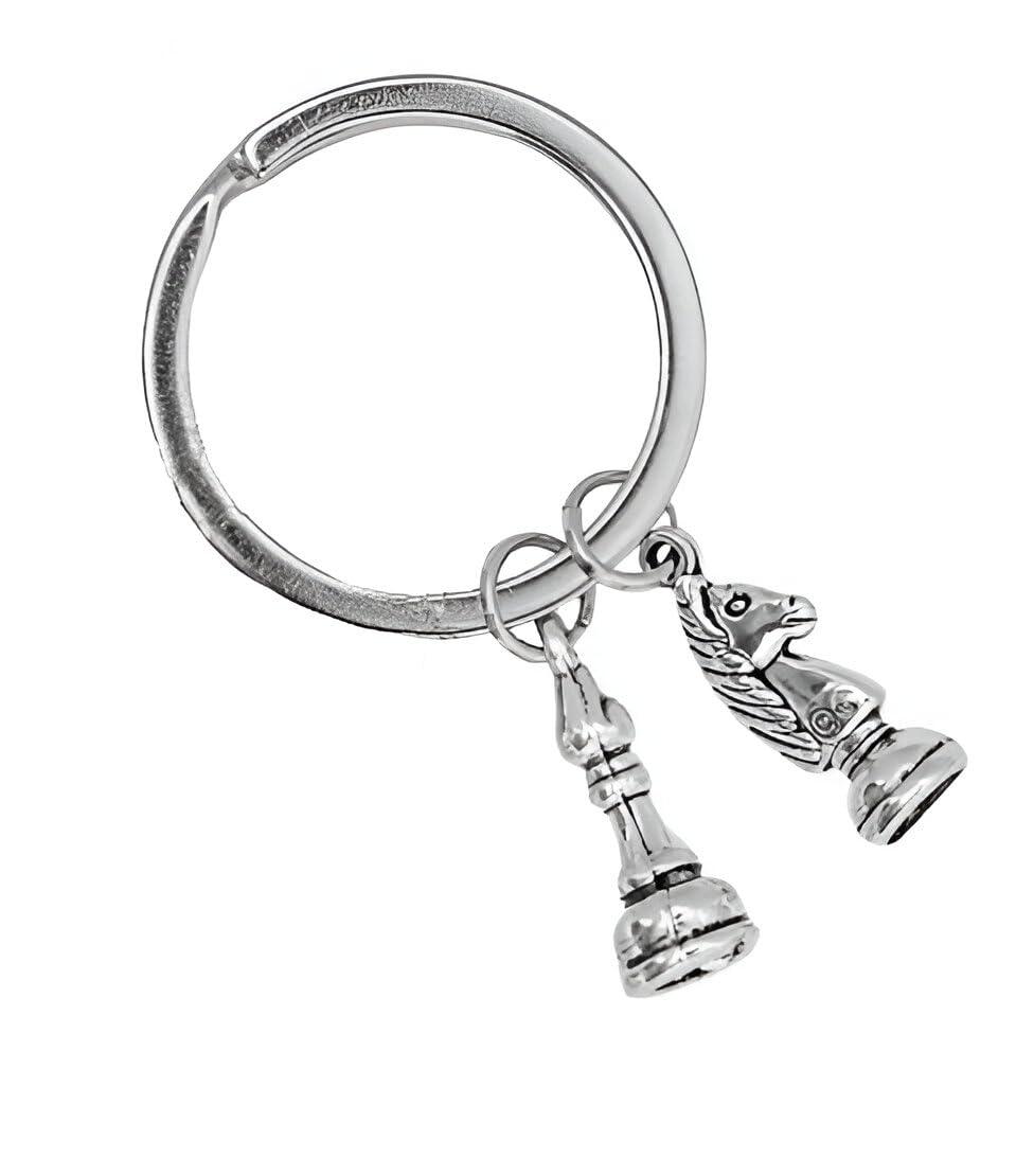 GenericChess Pieces Knight Bishop Silver Keyring Keychain