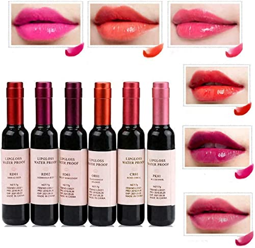 Kayswang Wine Lipstick Matte Long Lasting Waterproof Lip Tint Set Lip Gloss | Wine Liquid Lipstick, Waterproof Moisturizing and Non-Stick Cup Lip Gloss Lip Sticks (6 Colors)
