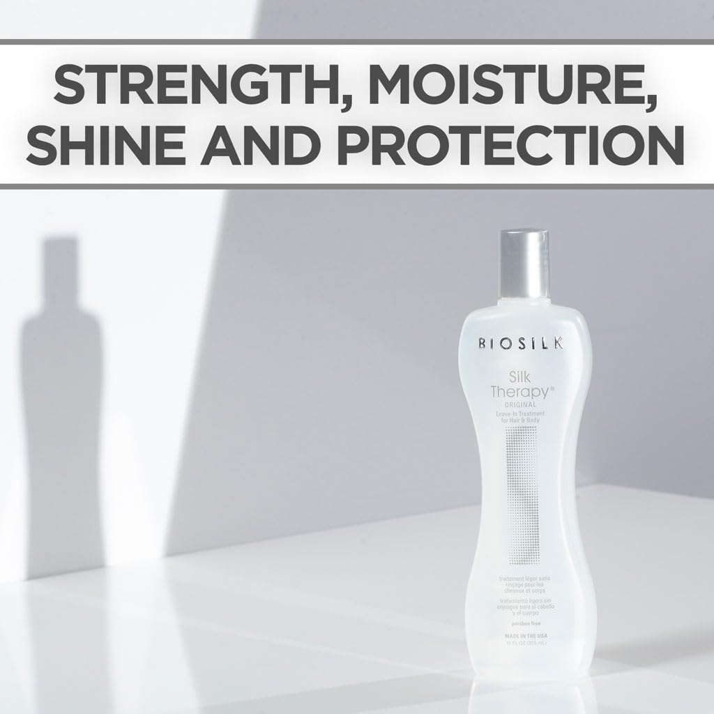 BioSilk Silk Therapy Original, Reconstructing Leave-In Hair Treatment, Adds Shine, Smooths & Prevents Split Ends, Sulfate-Free, Paraben-Free, Cruelty-Free, 12 Oz | Adding Shine, Sulfate Free, Paraben Free, Cruelty Free, 12 Oz