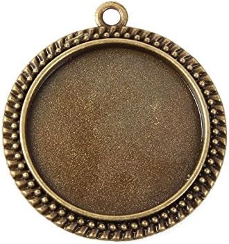 Pandahall 10pcs 30mm Vintage Tibetan Style Alloy Pendant Cabochon Bezel Settings Antique Bronze Flat Round Tray - Image 2