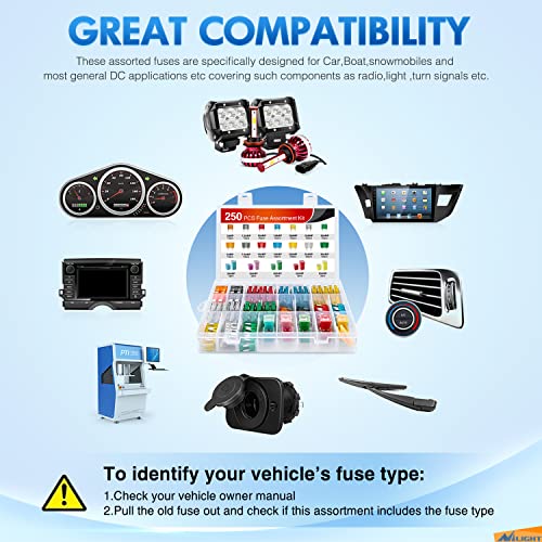 Nilight Blade Jcase Car Fuse Assortment Kit 5A 7.5A 10A 15A 20A 25A 30A Standard Mini Fuses 20A 30A 40A 50A 60A Low Tall Std Profile Fuses For Car Truck, 2 Years Warranty, 250Pcs Fuses + Box Fuses #TOP5