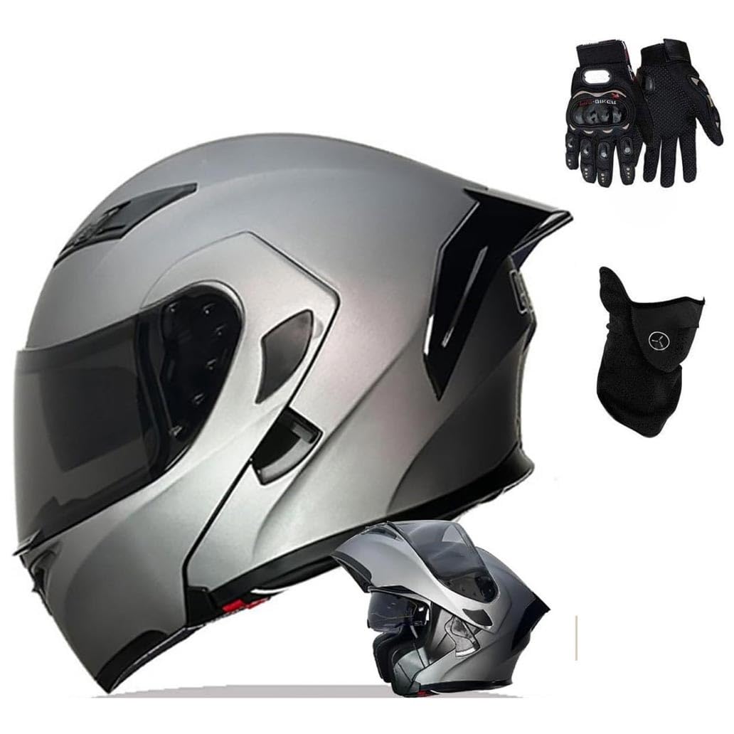 Casco Modulare Moto, Integrale con Doppia Visiera Parasole, Omologato DOT/ECE per Uomo Donne