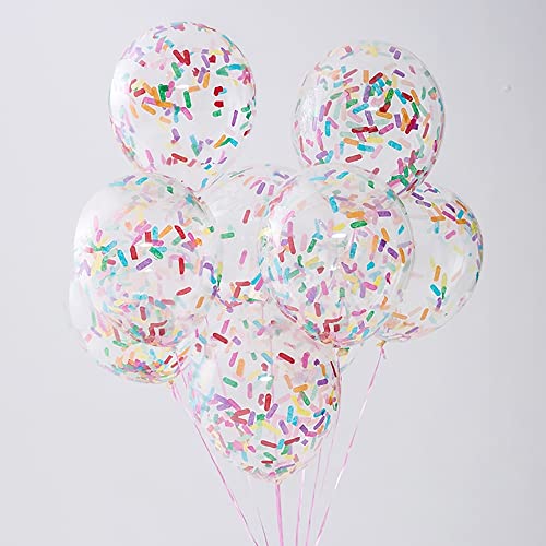 Ousuga 12 ballons de fête confettis arc-en-ciel Ballon en latex multicolore pouces avec des...
