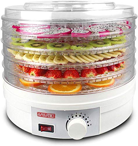 H.yina Household Dryer Food Dehydrator Air Dryer Dried Fruit Machine Five-Layer Capacity, 35~70 °C Knob Temperature…