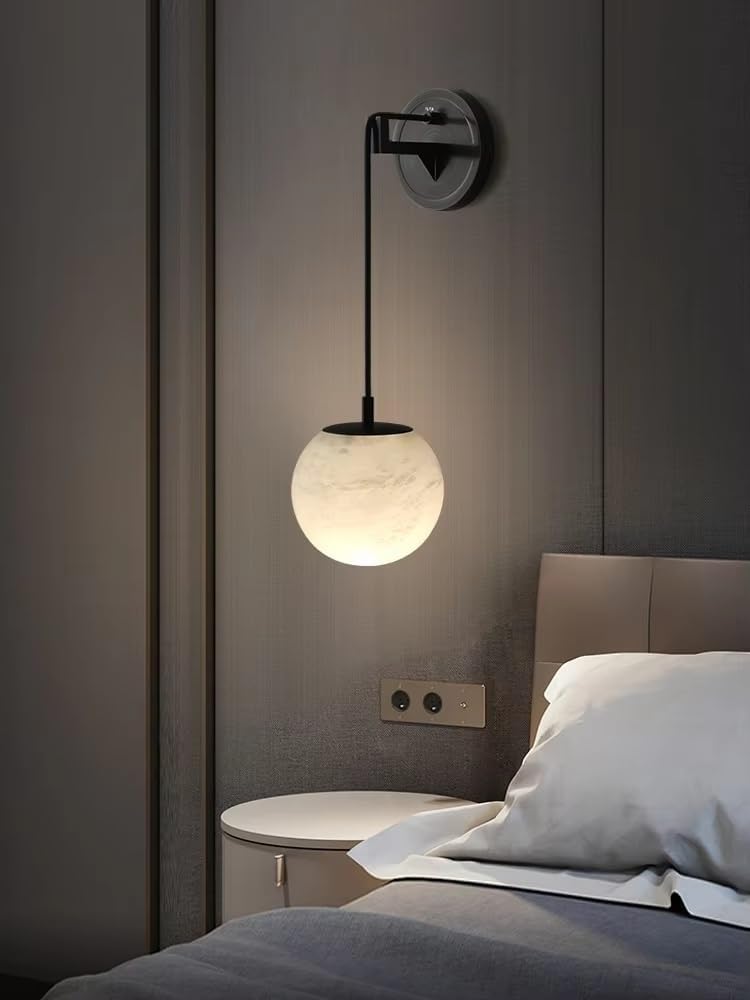 Nowoczesna Minimalistyczna Lampka Nocna Na Balkon, Korytarz, W Całości Miedziana, Luksusowe, Naturalne Marmurowe Tło Pod Telewizor Do Salonu, Ciepła Biel-Złoto-D 15 Cm, Ciepła Biel-Czarno