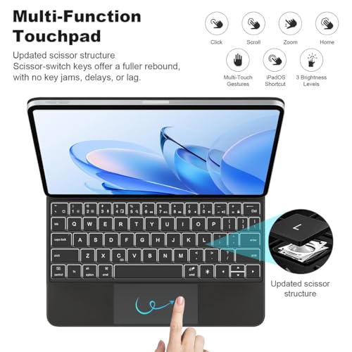 Image of Keyboard Case for Xiaomi Pad 8 /8 Pro /Pad 7 /7 Pro 11.2 inch Magnetic Floating Cantilever Stand, 7-Color Backlit Bluetooth Keyboard, Smart Trackpad, Type-C Charging, Adjustable Viewing Angle