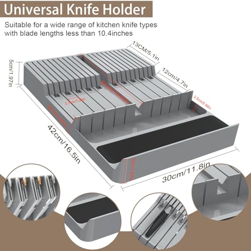 Image of NIUXX Knife Drawer Organizer, Large Capacity In-Drawer Knife Block Set | Holds 20 Knives and 1 Sharpening Steel (Not Included), Suitable for Knife Organizer for Kitchen Drawer