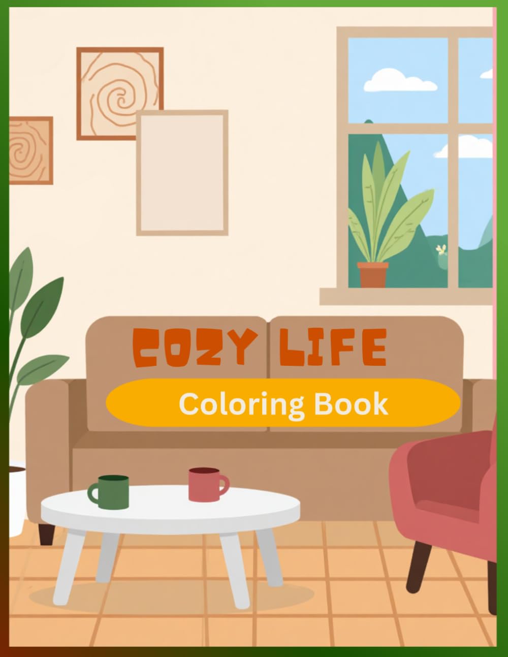 COZY LIFE: Stress-Relieving Adult Coloring Book Featuring Comfy Interiors, Warm Snuggle Spots, and Relaxing Home Scenes. Simple and Bold Illustrations.