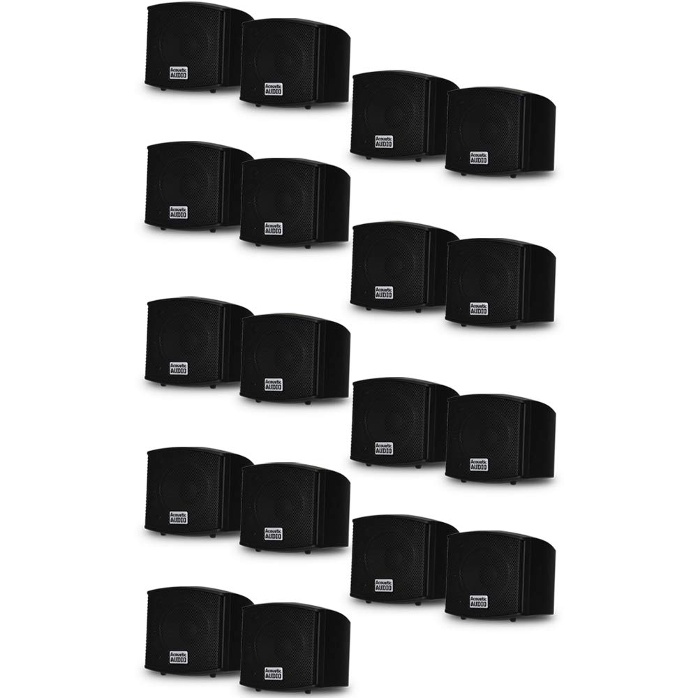 Acoustic Audio AA321B Mountable Indoor Speakers 3600 Watts Black 9 Pair Pack AA321B-9Pr