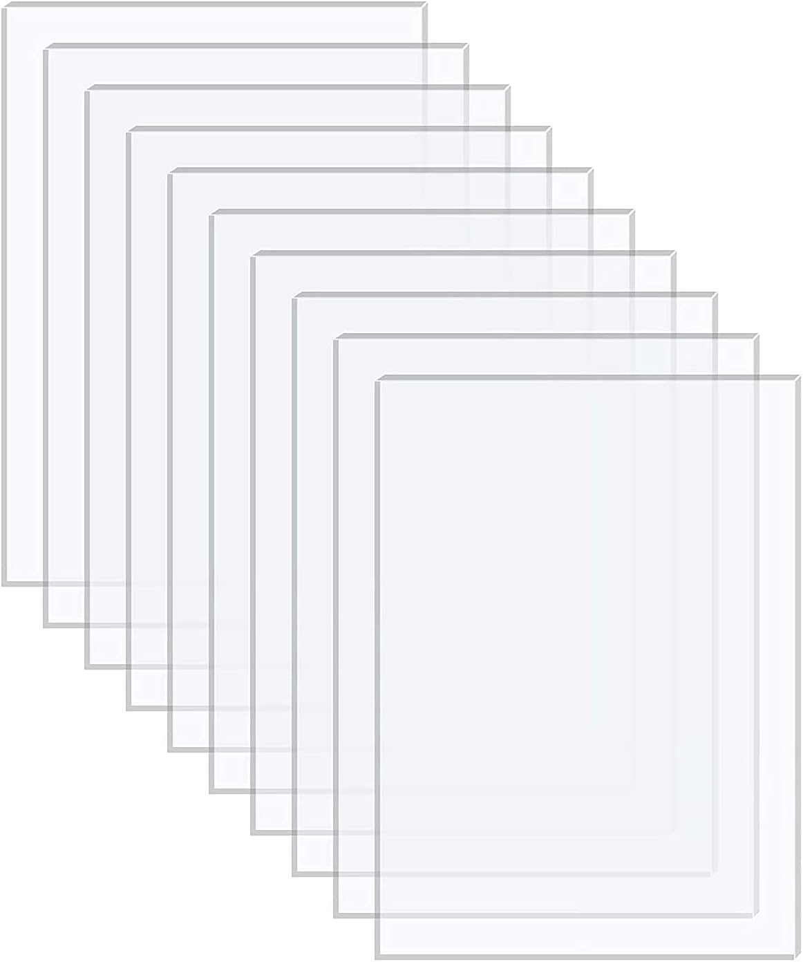 10 Pieces Clear Acrylic Perspex Sheets 13 x 18 cm, 1 mm Transparent Plastic Sheets for Picture Frame Glass Replacement, Projects Display, Painting (5x7 Inch)
