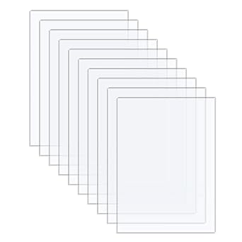 10 Pieces Clear Acrylic Perspex Sheets A4 297 x 210 mm, 1 mm Transparent Plastic Sheets for Picture Frame Glass Replacement, Projects Display, Painting A4