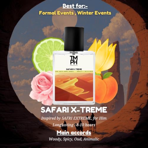 Image of TMPerfumehouse Safari X-treme EDP for Men | Aromatic, Woody & Long Lasting Perfume Spray | Woody, Vanilla & Powdery Fragrance | Luxury Gift for Him | TMPH | 50ml