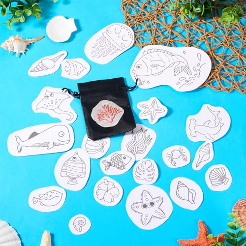 Image of Spritewelry 64 Pcs Water Soluble Embroidery Patterns Jellyfish Koi Fish Shell Conch Stick and Stitch Embroidery Paper Wash Away Sea Animal Embroidery Transfer Paper Stabilizers for Hand Sewing