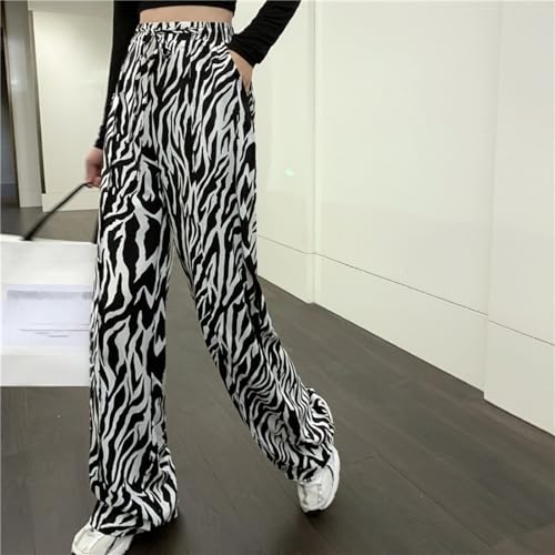 Zebra Print Pants for Women, Lightweight High Waist Draped Wide Leg Pants with Pockets, Casual Loose Fit Trousers2