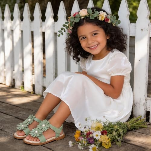 Image of Girls Dress Sandals Comfy Hook and Loop Summer Shoes for Toddlers