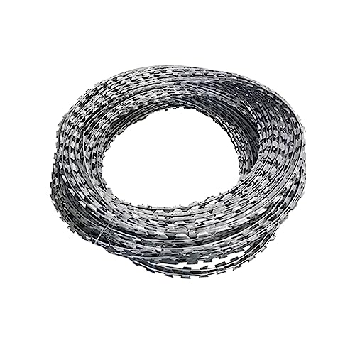 XLIHAWY Razor Barbed Wire, 304 Stainless Steel Razor Wire Fence, Stretched Spiral Barbed Wire Coils for Farm Garden
