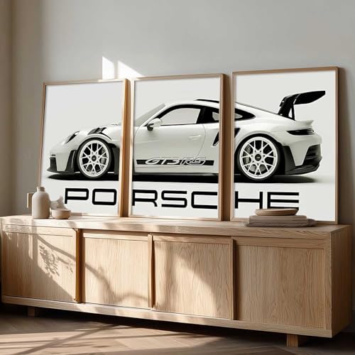 Image of HOMESY Sports Car Framed Posters Gift Items for Boys Room | Wall Decoration for Bedroom Living Room Office Gaming Room Decor | Sports Car Poster with Frame for Wall Decor Set Of 3 Size (10x13 inch, BROWN)
