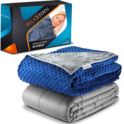 RELAX EDEN Adult Weighted Blanket W/Removable, Washable Duvet Cover| 15 lbs, 60”x 80”