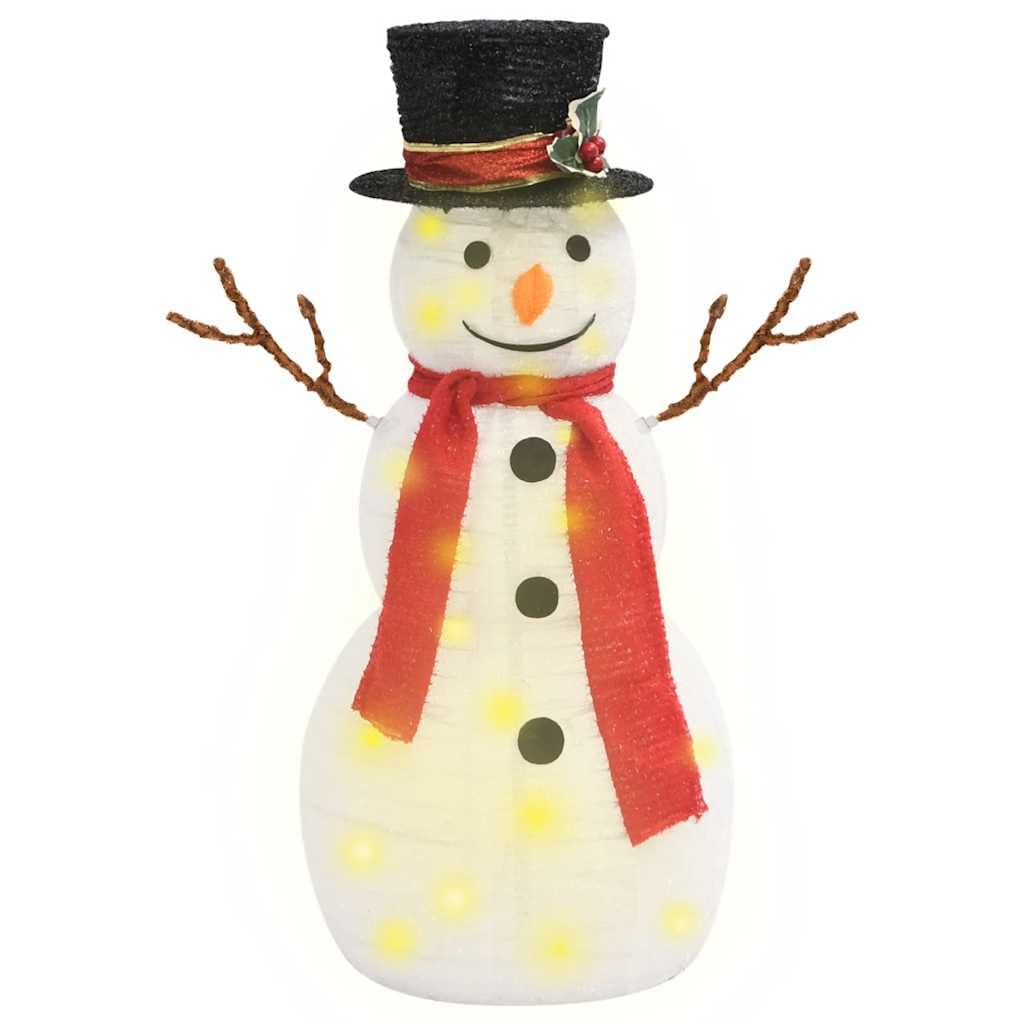 LED Schneemann Weihnachtsfigur 60 cm für Innen und Außen, Weihnachtsdeko mit 60 LEDs, 8 Lichtmodi, Stoff Deko-Figur für Weihnachtsstimmung, weiß