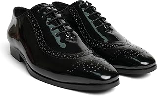 Monkstory Men's Glossy Classic Patent Oxford Lace-Ups