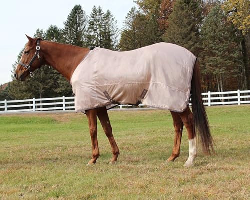 Image of TuffRider Comfy Mesh Fly Sheet | UV Protection Horse Sheet, Standard Neck, 130 Grams Breathable Polyester Mesh- Adobe Rose- 84