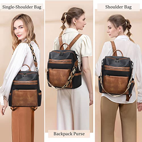 Image of AGLOD Leather Backpack Purse for Women Designer Ladies Shoulder Bag Fashion Faux Work Travel Handbags