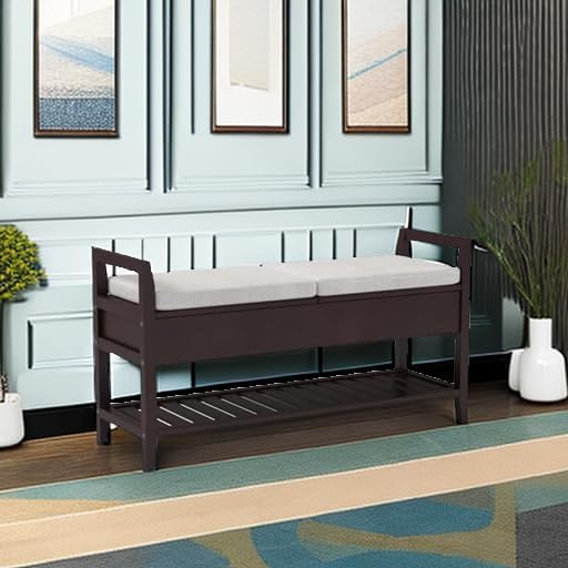 Miniatura 6 de Roundhill Furniture Banco de zapatos Vannes Espresso