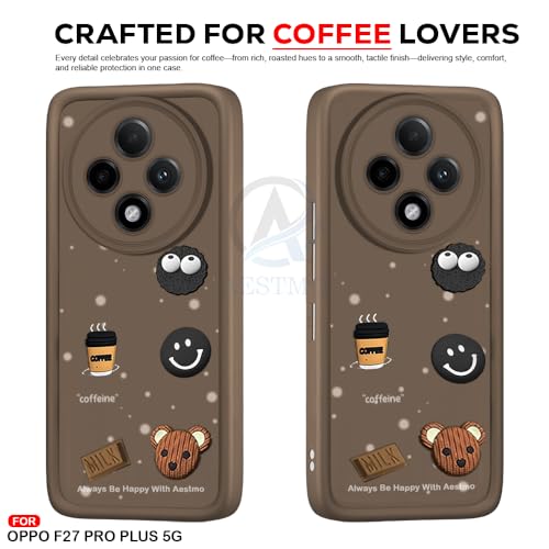 Image of AESTMO Back Case Cover for Oppo F27 Pro Plus 5G | Cute Fun Cartoon 3D Ball | Coffee Silicone Case | Full Body Protection | Camera Protection Back Cover for Oppo F27 Pro Plus 5G (Brown)