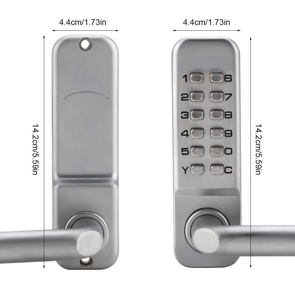 Digitales mechanisches Türschloss mit Griff, 1-11-stelliges Zahlenschloss Wasserdichtes mechanisches Code-Schloss, Rechte Hand Türdrücker Zinklegierung Schlüsselloses Codeschloss für Büro Home