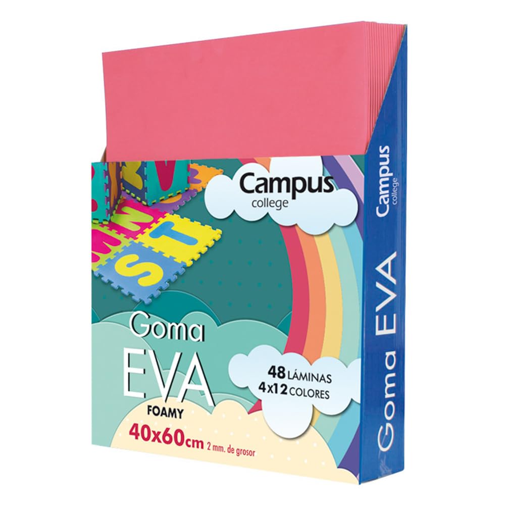 Campus University EVA-5065-PK Foam Sheets, 2 mm, 10 Pieces, 40 x 60 mm, Pink