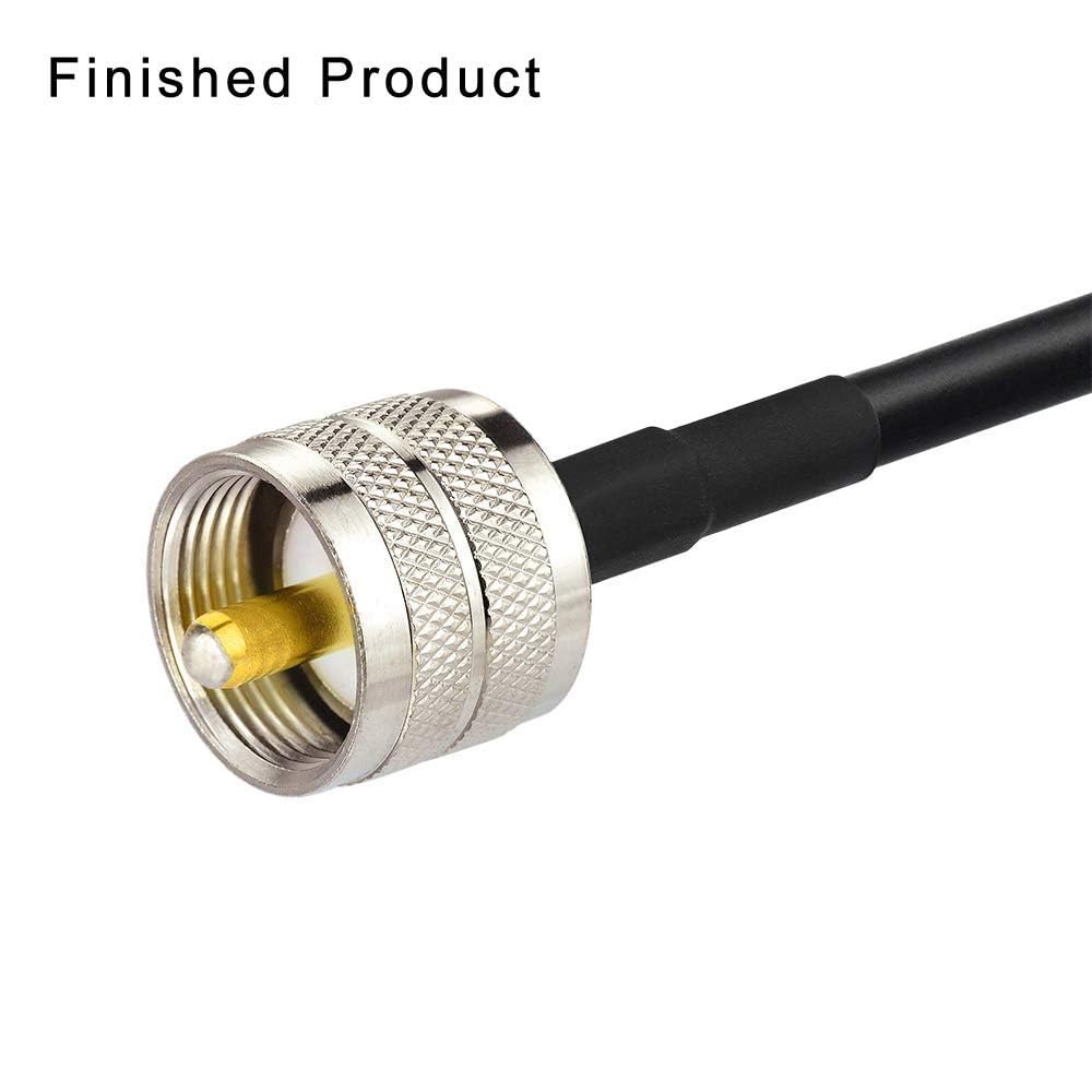 Superbat Conector UHF RG58 PL259 Macho + SO239 Hembra Crimpado y Soldadura 50 Ohm para Radio CB Antena UHF/VHF Radioaficionados Medidor SWR Cable RG58 RG142 RG400 LMR-195 RG303 RG141 (10 Piezas)