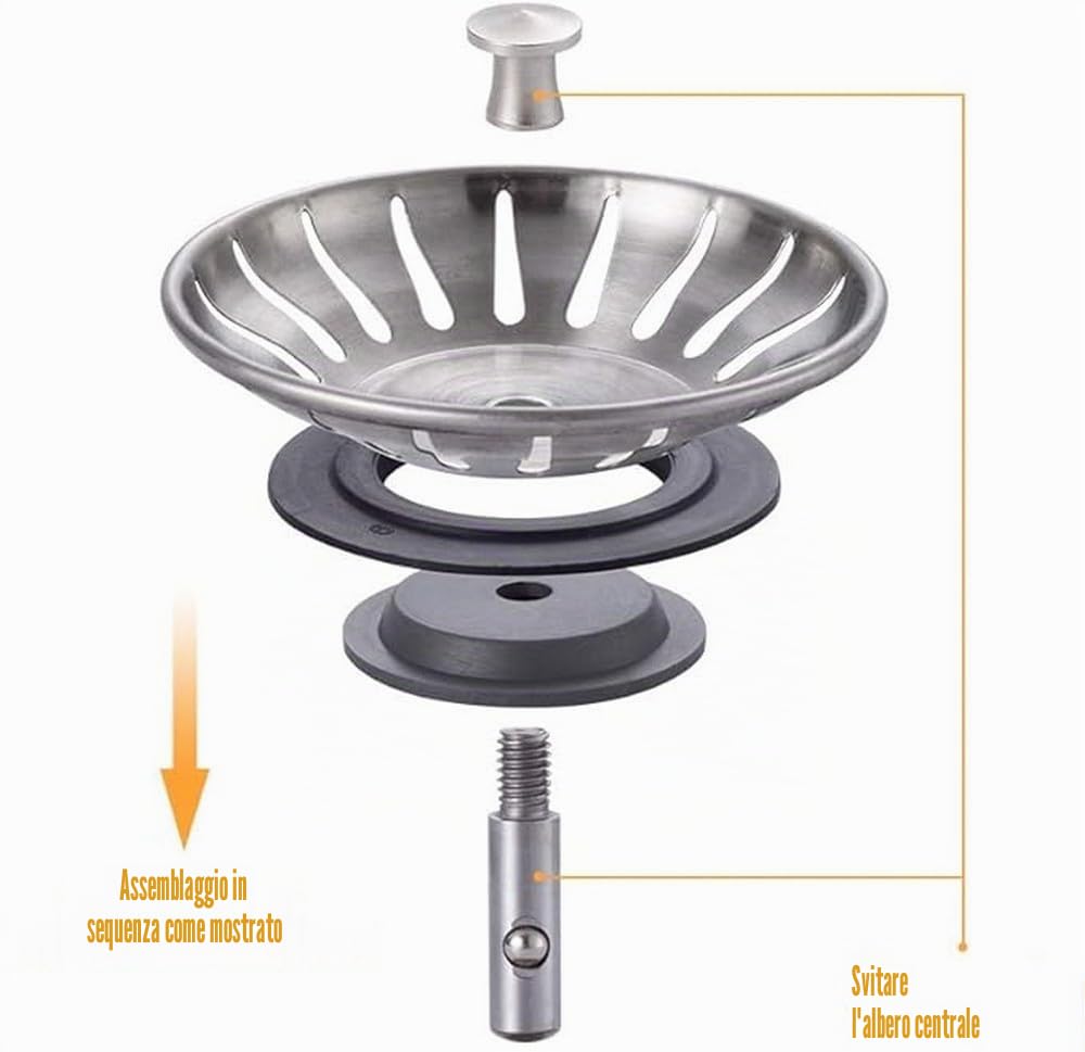 Ibergrif M34351-2 Tappo Filtro per Lavello da Cucina Universale, Tappo Lavandino Cucina Acciaio Inox, Argento, 2 Pezzi (Diametro: 78 mm)