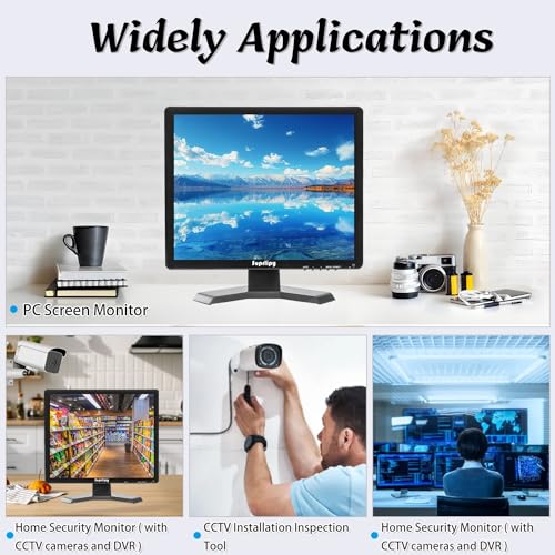Image of 19 Inch TFT LCD Security CCTV Monitor 1280x1024 4:3 Resolution Color Display Screen Support HDMI /VGA /AV /BNC /USB Input with Remote Control Built-in Speakers for CCTV Surveillance Camera STB